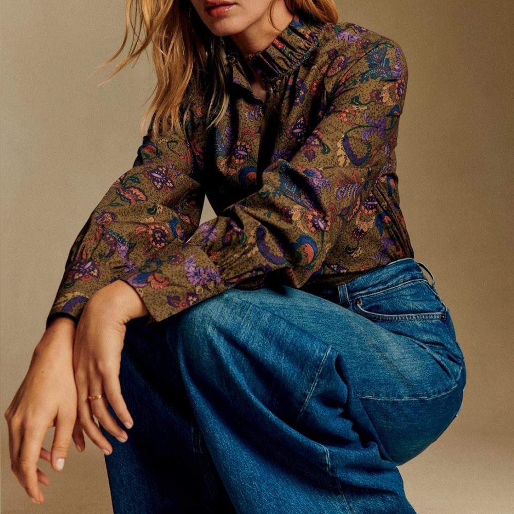 Sezane LOUNA Shirt in Dana print - size 8/40